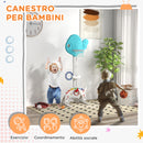 Canestro Basket per Bambini Regolabile 5 in 1 Porta da Calcio e Golf Azzurro  -4