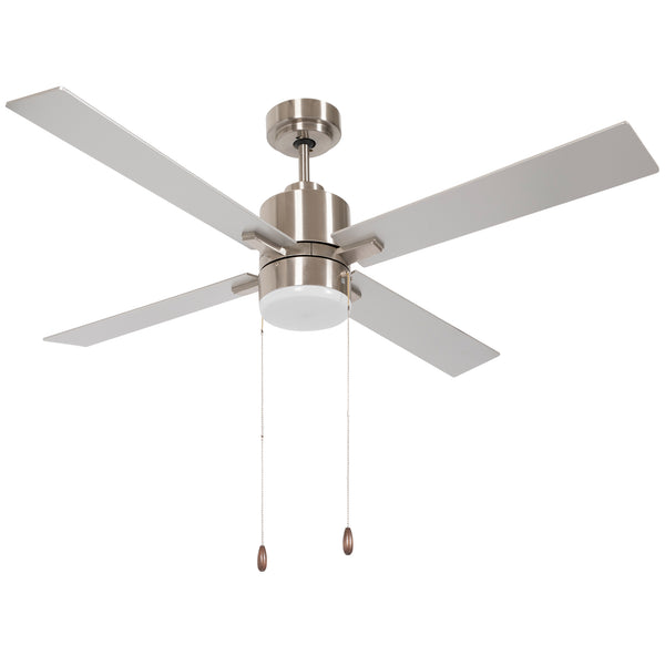 Ventilatore da Soffitto con Luce LED Ø130 cm 3 Velocità e Motore Reversibile Argento e Legno acquista