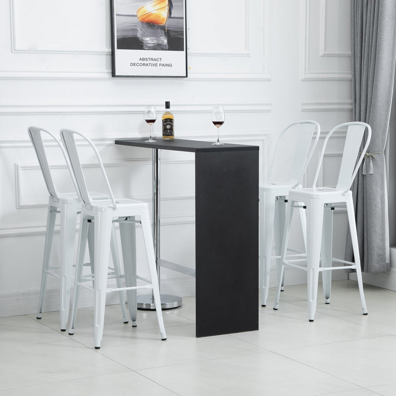 Set 4 Sgabelli da Bar Stile Industriale Schienale Rimovibile 44x53x116 cm in Metallo Bianco-2