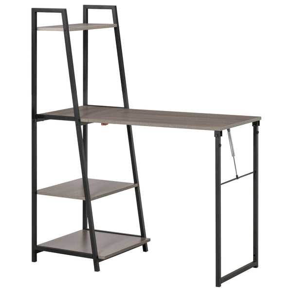 acquista Scrivania Salvaspazio Pieghevole con Libreria 4 Livelli 106x48x128 cm in Legno e Metallo Grigio e Nero