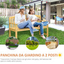 Panchina da Giardino 2 Posti con Seduta e Schienale a Doghe 143x51x85 cm in Legno di Abete -4