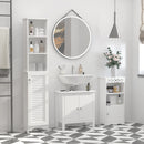 Colonna Bagno con Ripiano a 3 Livelli e Armadietto Chiuso 34x20x165 cm in MDF e Truciolato Bianco-8