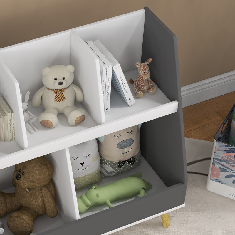 Mobile Portagiochi per Bambini a 2 Livelli con 5 Scomparti 80x34x79 cm in Legno Grigio-9