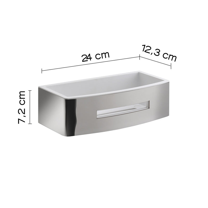 Mensola Portaoggetti per Doccia Rettangolare 7,2x24x12,3 cm Cromato/Bianco Bonussi-2