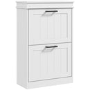 Scarpiera Salvaspazio Design Moderno 2 Cassetti Ribaltabili 54x24x82,5 cm Bianco -1