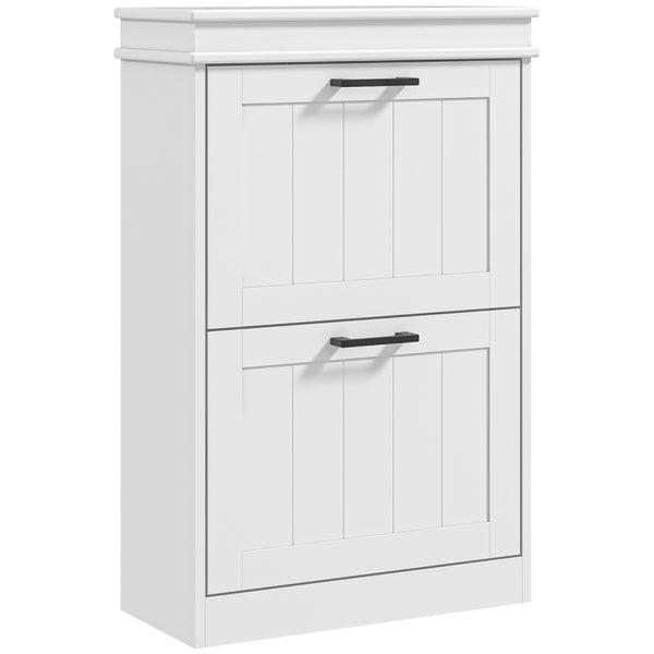 online Scarpiera Salvaspazio Design Moderno 2 Cassetti Ribaltabili 54x24x82,5 cm Bianco