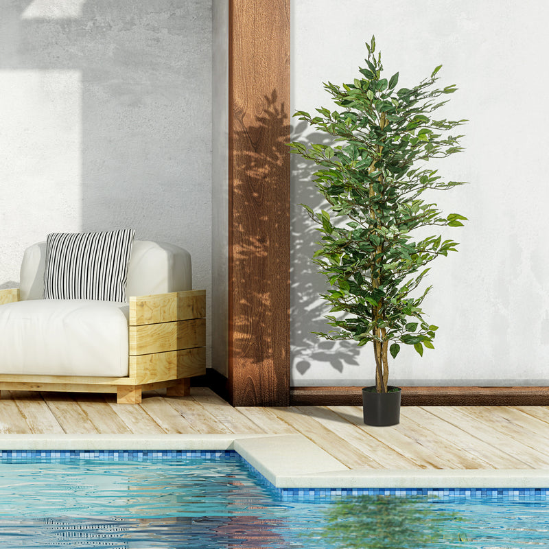 Pianta Artificiale di Ficus H150 cm con Vaso Verde-4