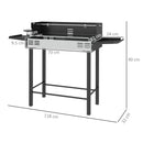 Barbecue a Carbone a 3 Livelli con Mensole Pieghevoli e Girarrosto 118x32x90 cm in Acciaio Inox Nero-3