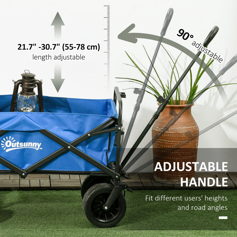 Carrello da Giardino 110L con Maniglia Telescopica e Borsa Termica  in Acciaio e Tessuto Blu-5