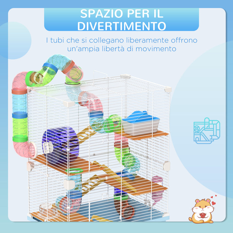 Gabbia per Criceti e Roditori 46x30x58 cm con Accessori Blu  -4