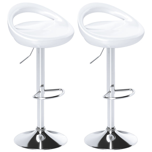 Set 2 Sgabelli da Bar Altezza Regolabile Seduta in ABS Bianco online