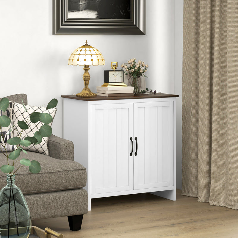 Credenza a 2 Ante Perlinate Ripiano Regolabile 80x39,7x80 cm Bianco -7