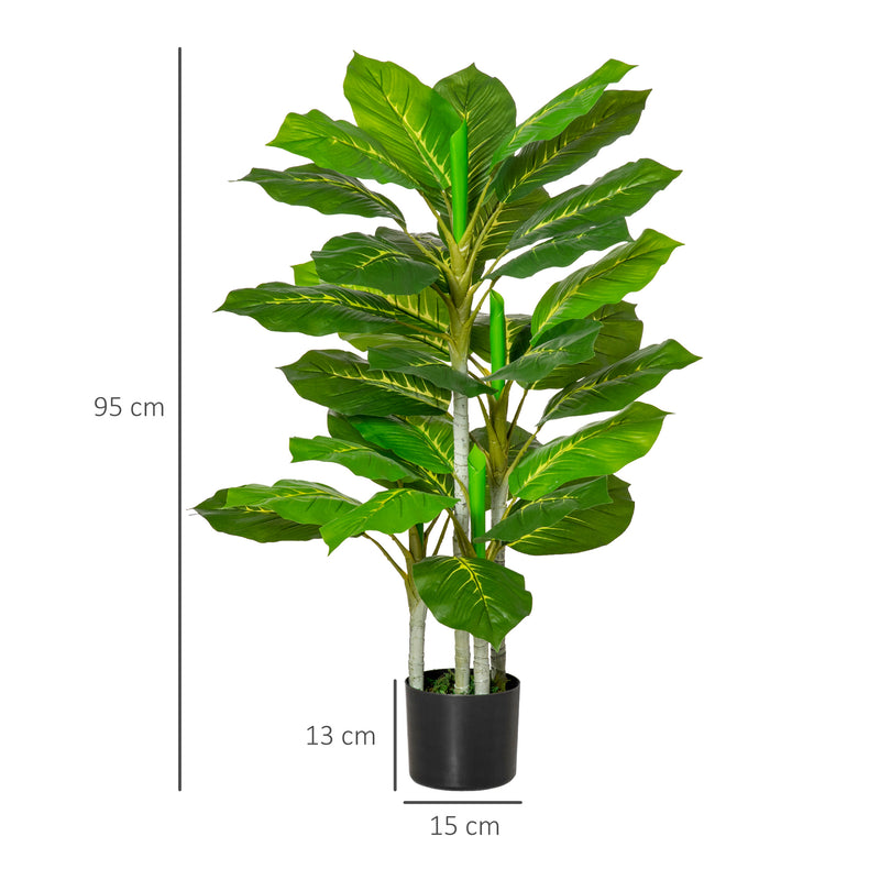 Pianta Artificiale H95 cm 33 Foglie con Vaso Verde-3