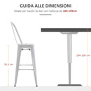 Set 2 Sgabelli da Bar Stile Industriale Schienale Rimovibile 44x49x116 cm in Metallo Bianco-7