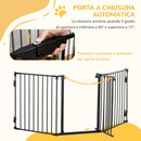 Cancellino per Cani Taglia Piccola e Media Pieghevole a 3 Pannelli 180x3x74,5 cm in Metallo e Plastica Nero-6