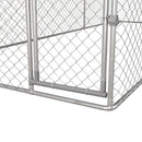 Kennel per Cani da Esterno 6x2,3x2,3m con Tetto Impermeabile in Tessuto Oxford e Acciaio Argento-9