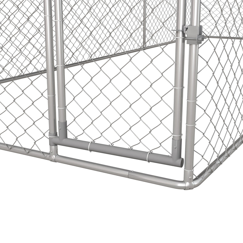 Kennel per Cani da Esterno 6x2,3x2,3m con Tetto Impermeabile in Tessuto Oxford e Acciaio Argento-9