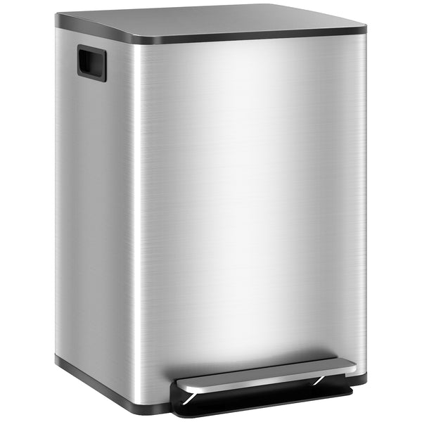 Pattumiera a Pedale 2 Sezioni da 20L 41,8x36,7x58 cm in Acciaio Inox e PP sconto