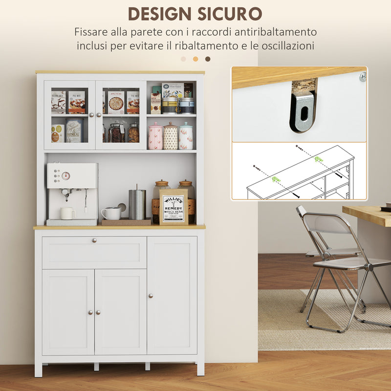 Credenza Dispensa Cucina Armadietti con Mensole Regolabili 100x40x180 cm Bianco  -8