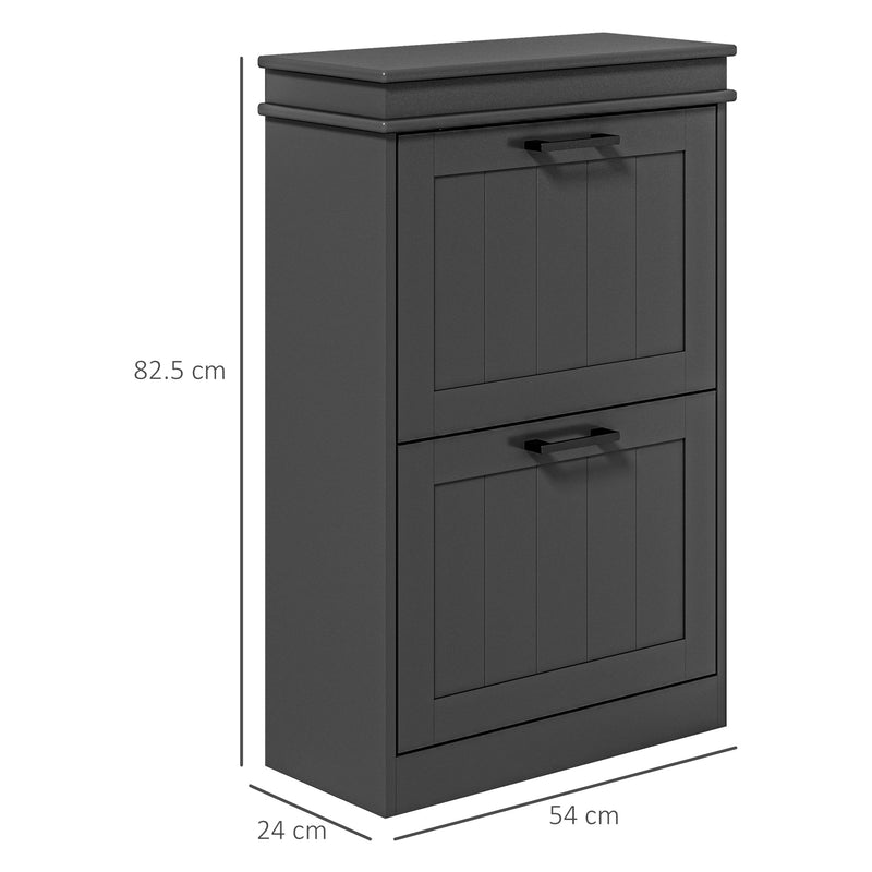 Scarpiera Salvaspazio Design Moderno 2 Cassetti Ribaltabili 54x24x82,5 cm Nero -3