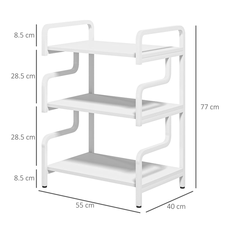 Supporto per Stampante Industriale a 3 Livelli 55x40x77 cm in Metallo e Truciolato Bianco-3