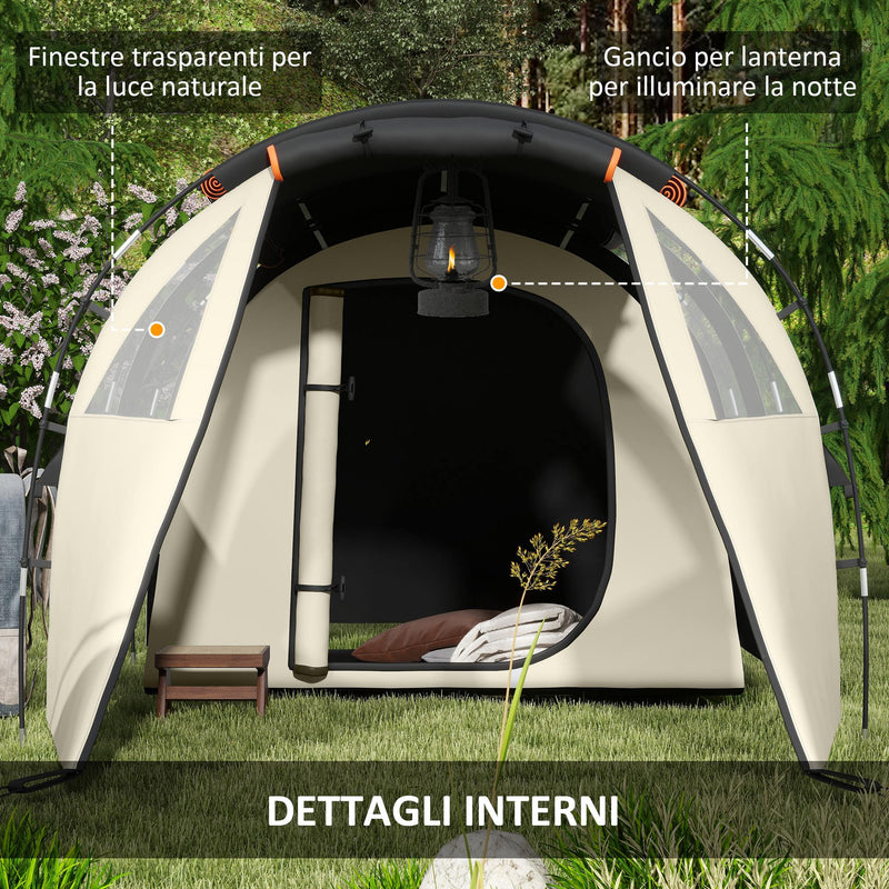 Tenda da Campeggio 4-5 Persone con Copertura Oscurante 460x230x180 cm Impermeabile con Borsa di Trasporto in Poliestere Kaki-7