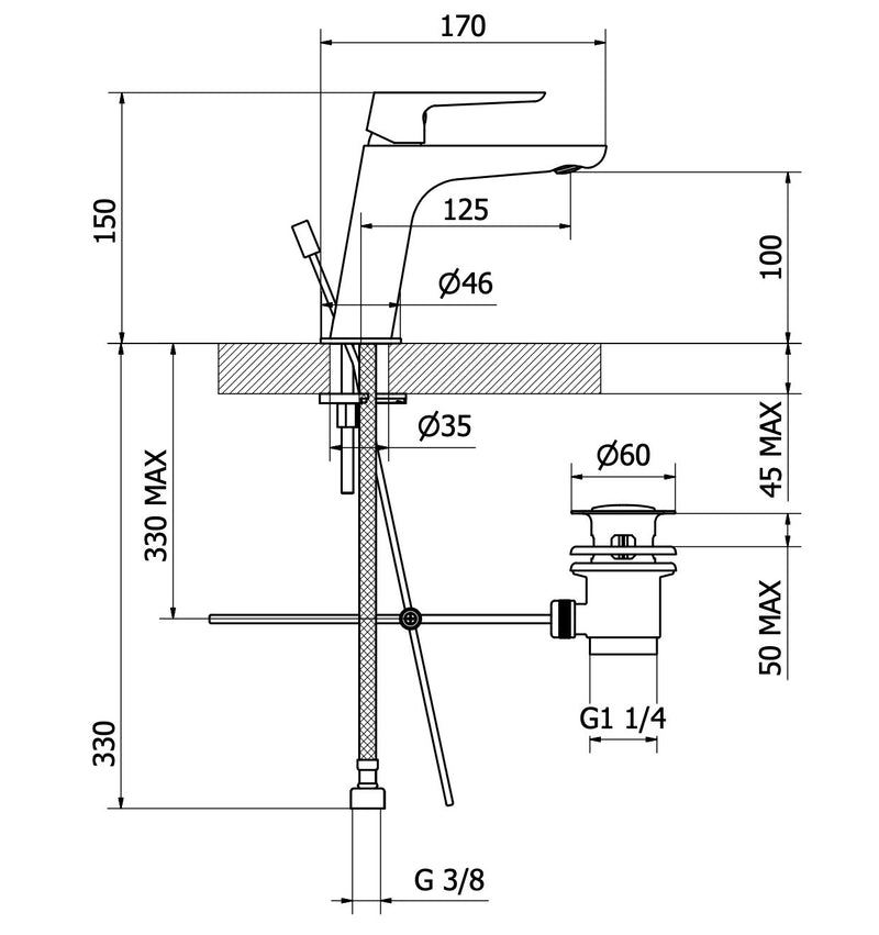 Rubinetto Miscelatore Monocomando Lavabo in Ottone Cromato Bonussi-2