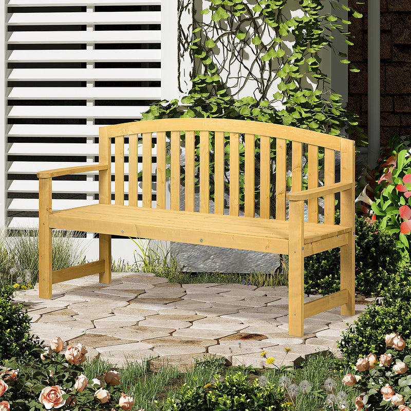 Panchina da Giardino 2 Posti con Seduta e Schienale a Doghe 143x51x85 cm in Legno di Abete -2