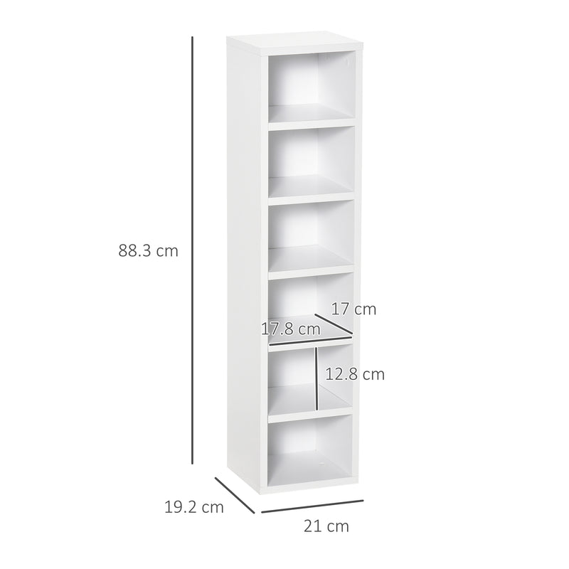 Set 2 Pezzi Mobile Libreria Porta CD 21x19.2x88,3 cm in Legno Bianco  -3