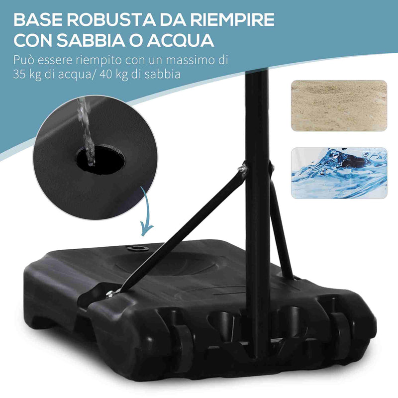 Canestro da Basket ad Altezza Regolabile 210-260 cm con Base Riempibile e 2 Ruote   -5