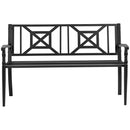 Panchina da Giardino in Acciaio a 2 Posti con Schienale Alto e Braccioli 128x62.5x81.5 cm Nero-7