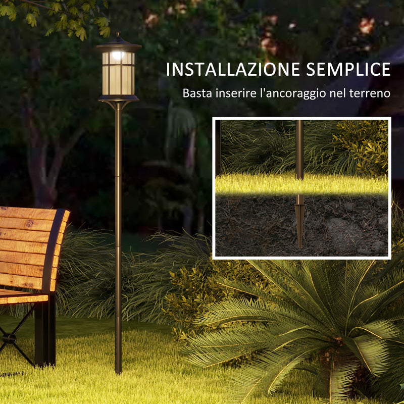 Lampione Solare da Giardino con Luce LED Bianco Freddo e IP44 H184 cm in Acciaio Inox e ABS Nero-7