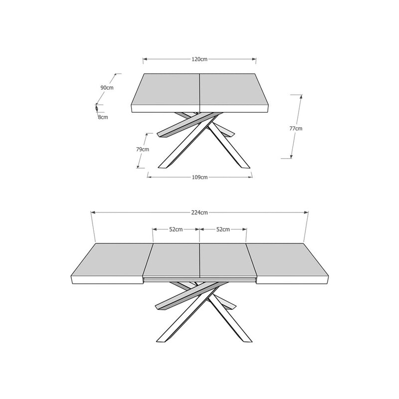 Tavolo Allungabile 120-224x90x77 cm Volantis Noce   -7