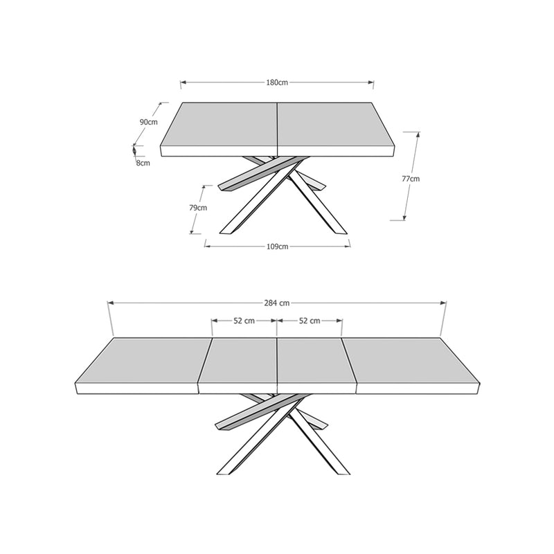 Tavolo Allungabile 180-284x90x77 cm Volantis Premium Tortora Telaio Antracite -6