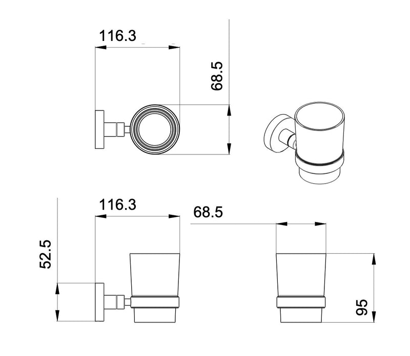 Set 8 Accessori da Bagno in Acciaio Cromato e Vetro Satinato Bonussi-10