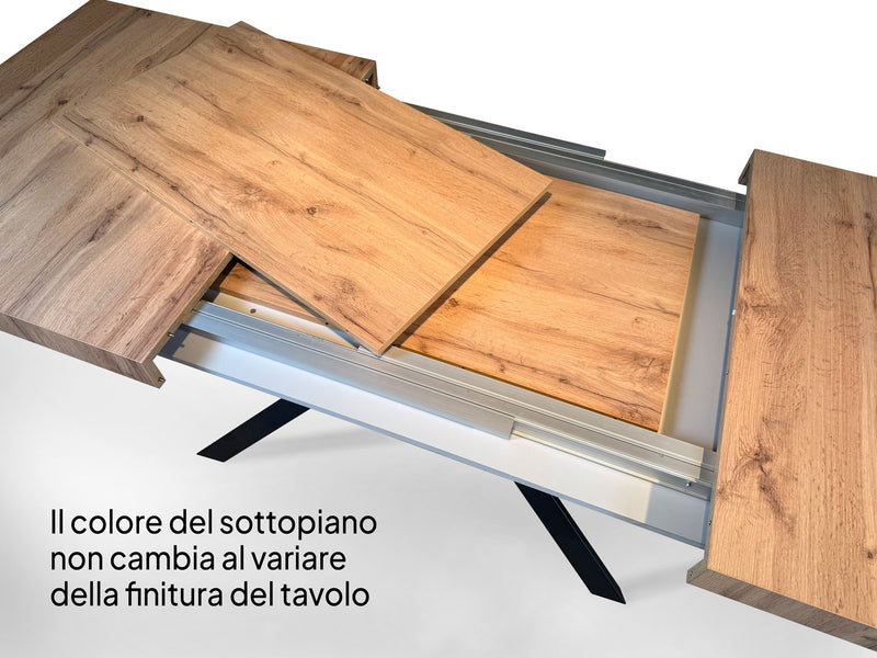 Tavolo Allungabile 200-460x90x77 cm Bridge Quercia Natura Telaio Antracite -5