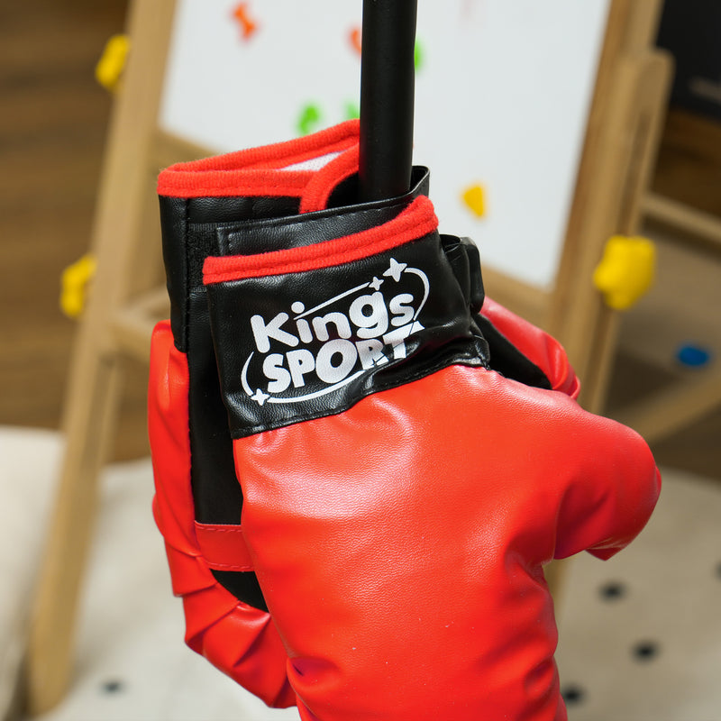 Set Boxe Giocattolo per Bambini H122,5-147 cm con Sacco da Pugilato da Terra e Guantoni Rosso -8