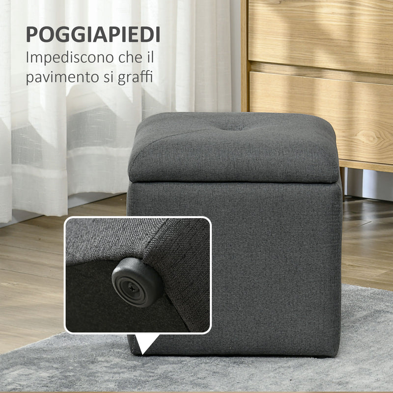 Pouf Contenitore 39x39x39 cm in Tessuto Teddy Grigio  -6