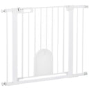 Cancelletto di Sicurezza per Cani con Porta Piccola Regolabile e Chiusura Automatica 75-103x76 cm Bianco-1