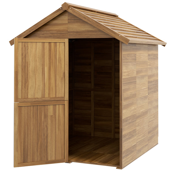 acquista Casetta da Giardino in Legno 1.8x2m con Porta Doppia Finestra e Base Inclusa Colore Legno