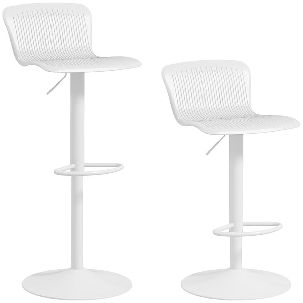 Set 2 Sgabelli da Bar con Schienale Altezza Regolabile 76,5-97,5 cm in PP Bianco acquista