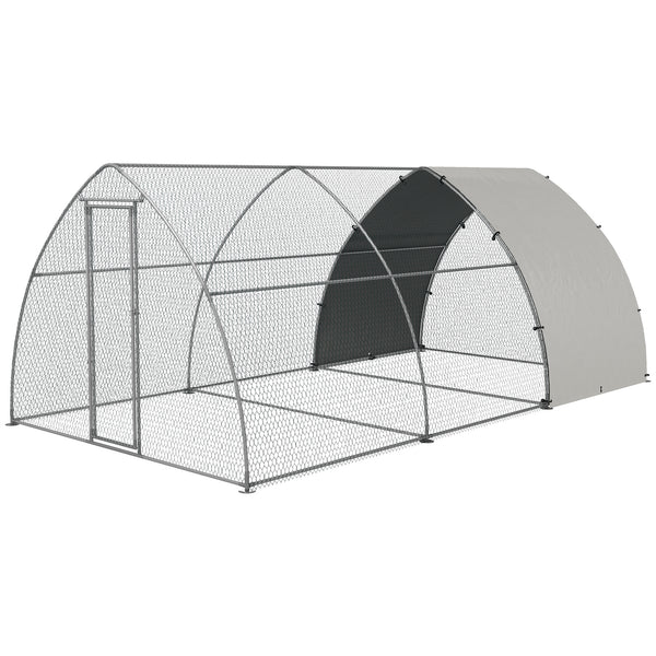 Recinto per Galline per 14-18 Animali con Porta Bloccabile 3x5,6x2,2 m in Acciaio Argento acquista