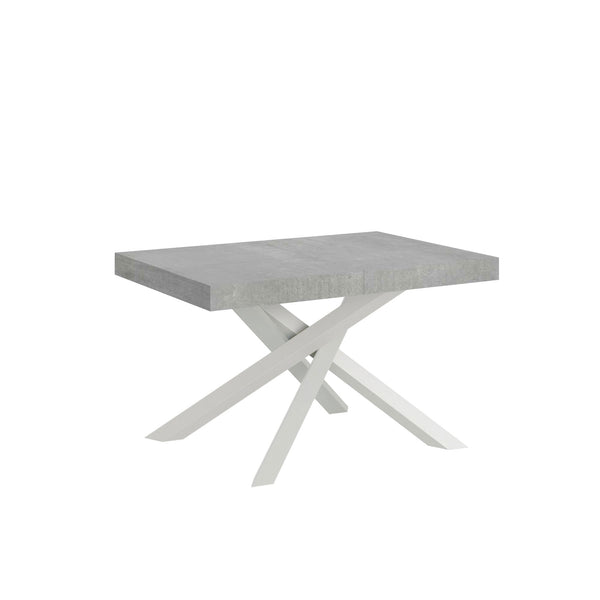 online Tavolo Allungabile 130-390x90x77 cm Volantis Cemento Telaio Bianco