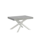 Tavolo Allungabile 140-400x90x77 cm Volantis Cemento Telaio Bianco -1