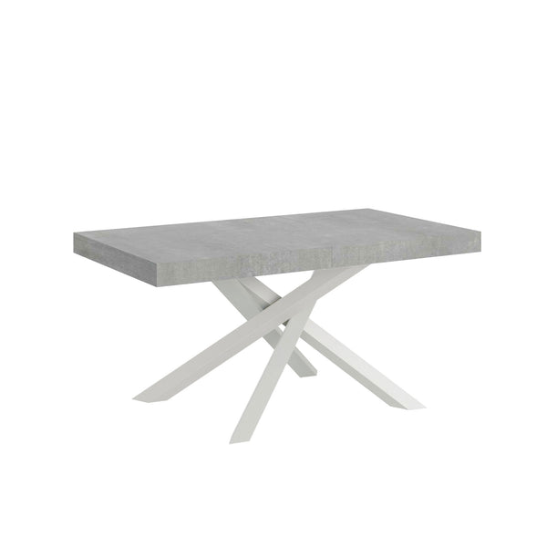 online Tavolo Allungabile 200-304x90x77 cm Volantis Cemento Telaio Bianco