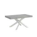 Tavolo Allungabile 160-264x90x77 cm Volantis Premium Cemento Telaio Bianco -1