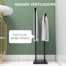 Piantana Portasciugamani da Bagno da Terra Autoportante 2 Bracci in Metallo 35,5x20x78 cm Nero-4