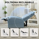 Poltrona Relax Reclinabile 165° 69x85x100 cm in Tessuto Effetto Lino Azzurro -4