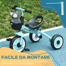 Triciclo per Bambini 70,5x50x58 cm con Seduta Regolabile e Campanello Blu  -7