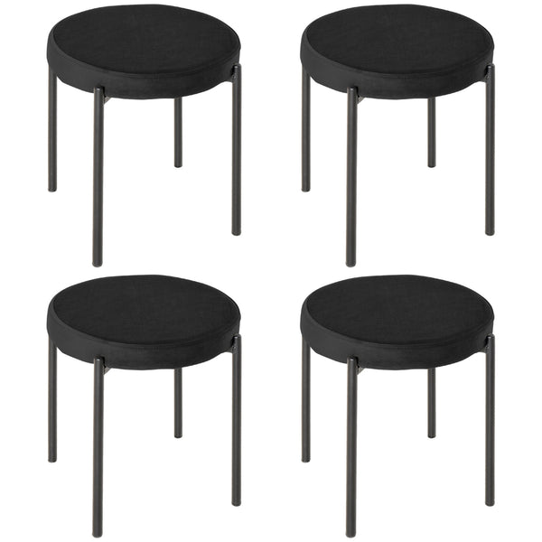 Set 4 Sgabelli Rotondi Ø41,5x46 cm in Tessuto Effetto Velluto Nero prezzo